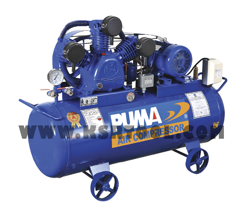 ปั๊มลมพูม่า PUMA ลูกสูบ มอเตอร์ 5 แรง PUMA ขนาดถัง 260 ลิตร 380V. 3 สาย