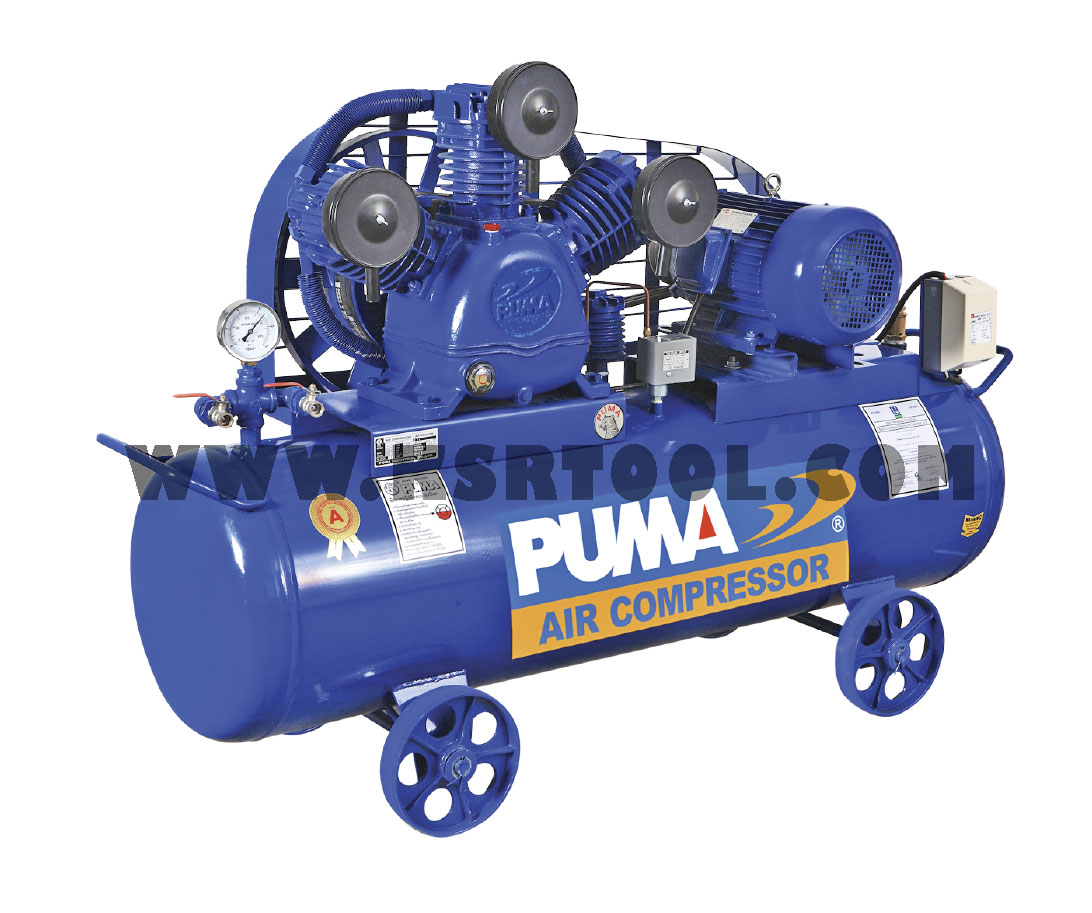 ปั๊มลมพูม่า PUMA ลูกสูบ มอเตอร์ 10 แรง PUMA ขนาดถัง 315 ลิตร 380V. 3 สาย